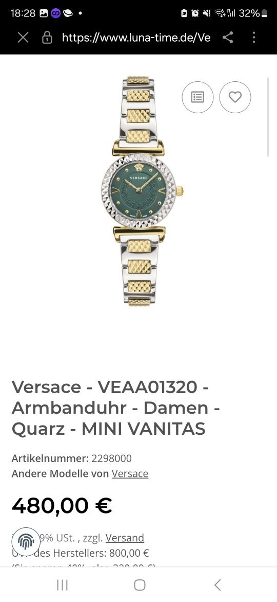 Годинник Versace часы оригінал VEAA01320