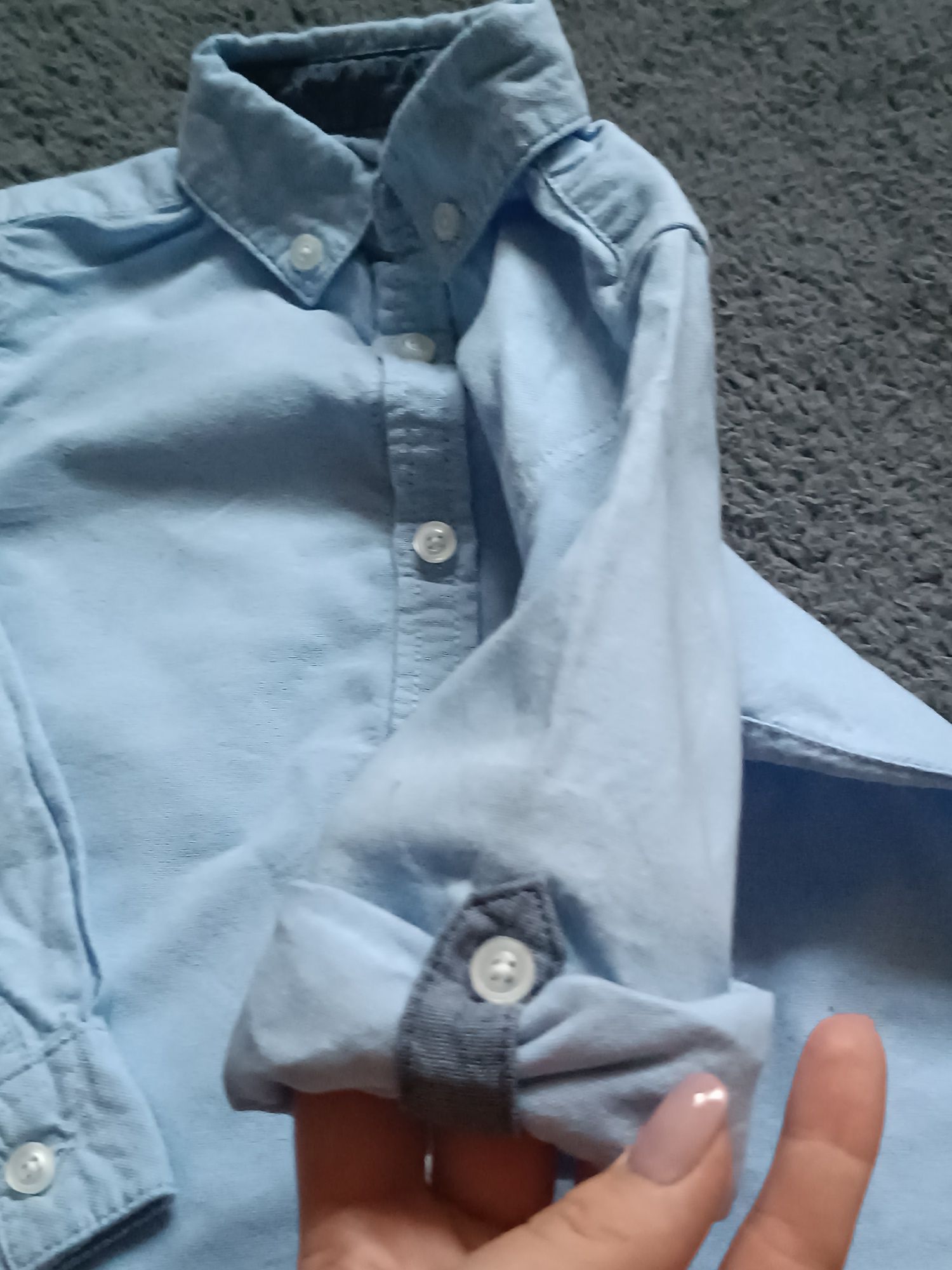 Elegancki zestaw spodnie z szelkami koszula Primark sweterek cubus