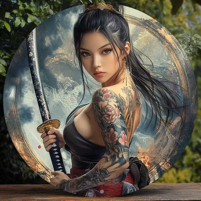 Vintage Japońska Kobieta Samuraj