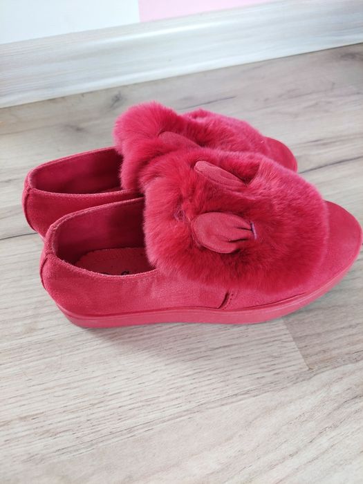 Czerwone zamszowe trampki dziewczęce króliczki 30