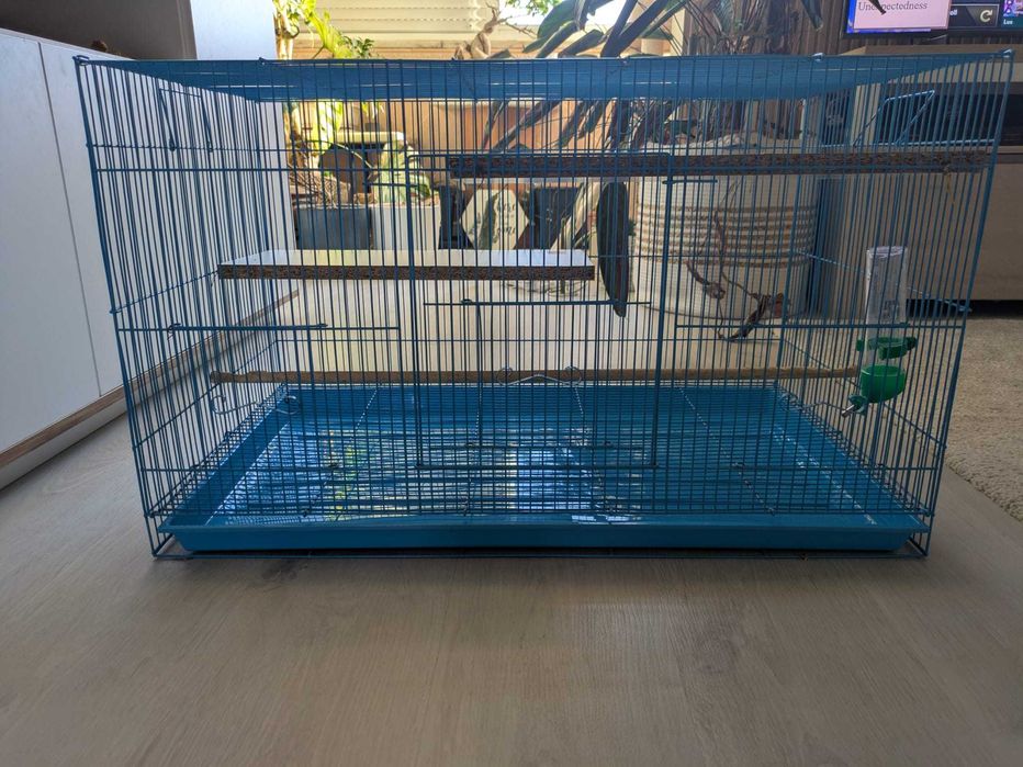 Gaiola grande para aves – 76x45x46 cm – com bebedouro e prateleiras