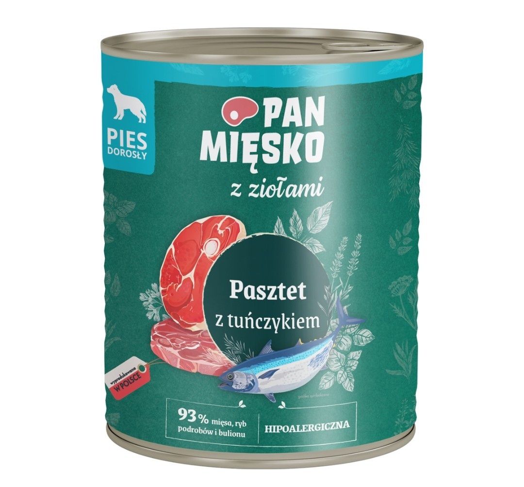 Pan Mięsko z Ziołami Pasztet z tuńczykiem karma mokra dla psa 800 g