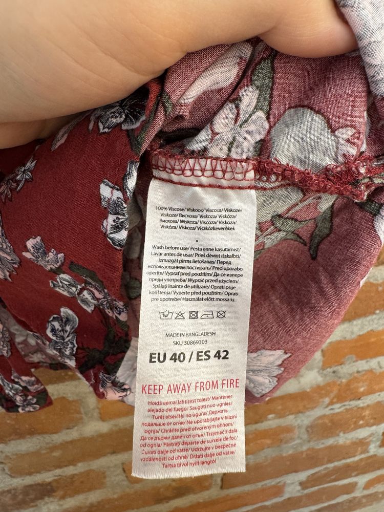 Koszula wiskozowa bordowa w kwiaty 100 % wiskoza 40 L