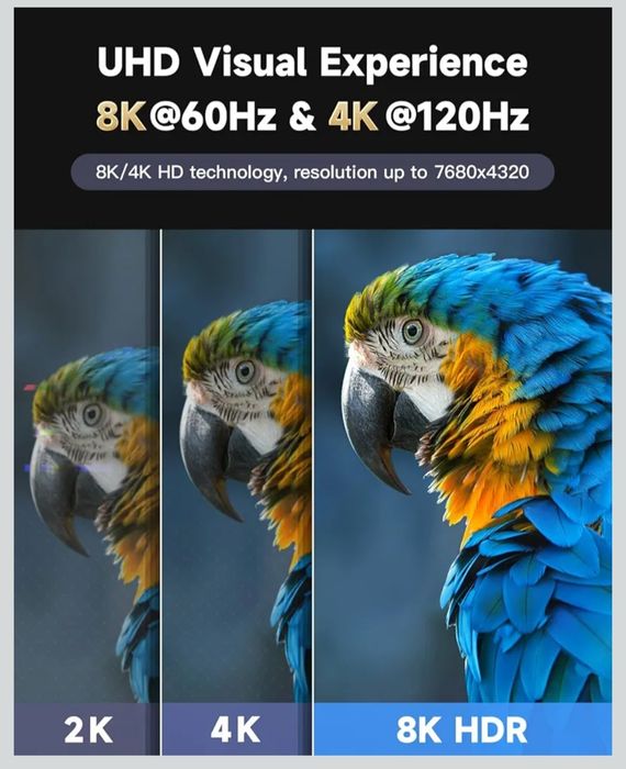 ARISKEEN Nylonowy pleciony kabel HDMI 2.1 8K, 1 m