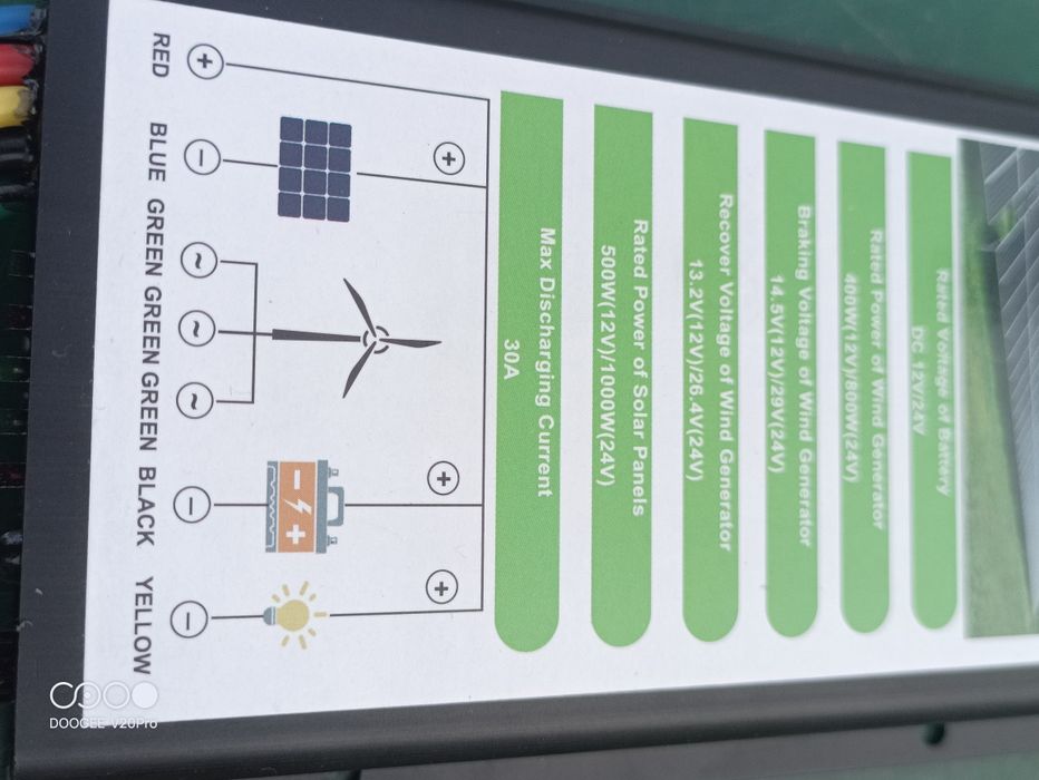 Контроллер ветрогенератора и солнечных панелей 12/24 вольта 30А