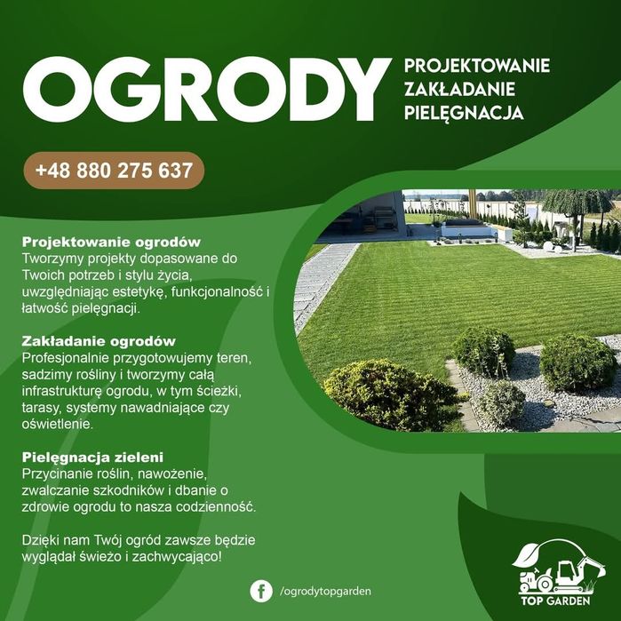 Zakładanie ogrodów, pielęgnacja ogrodów, usługi ogrodnicze