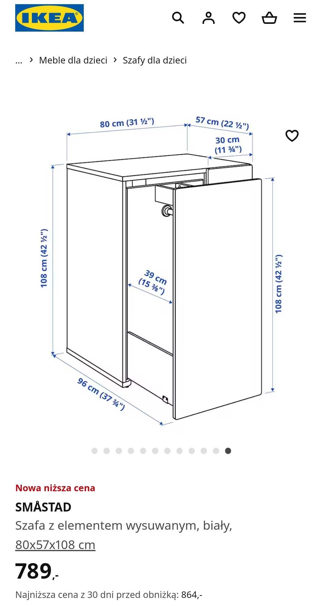 Szafa dziecięca, biała, Ikea SMASTAD