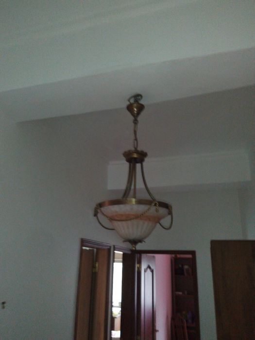 Candieiro de teto em vidro e metal, antigo