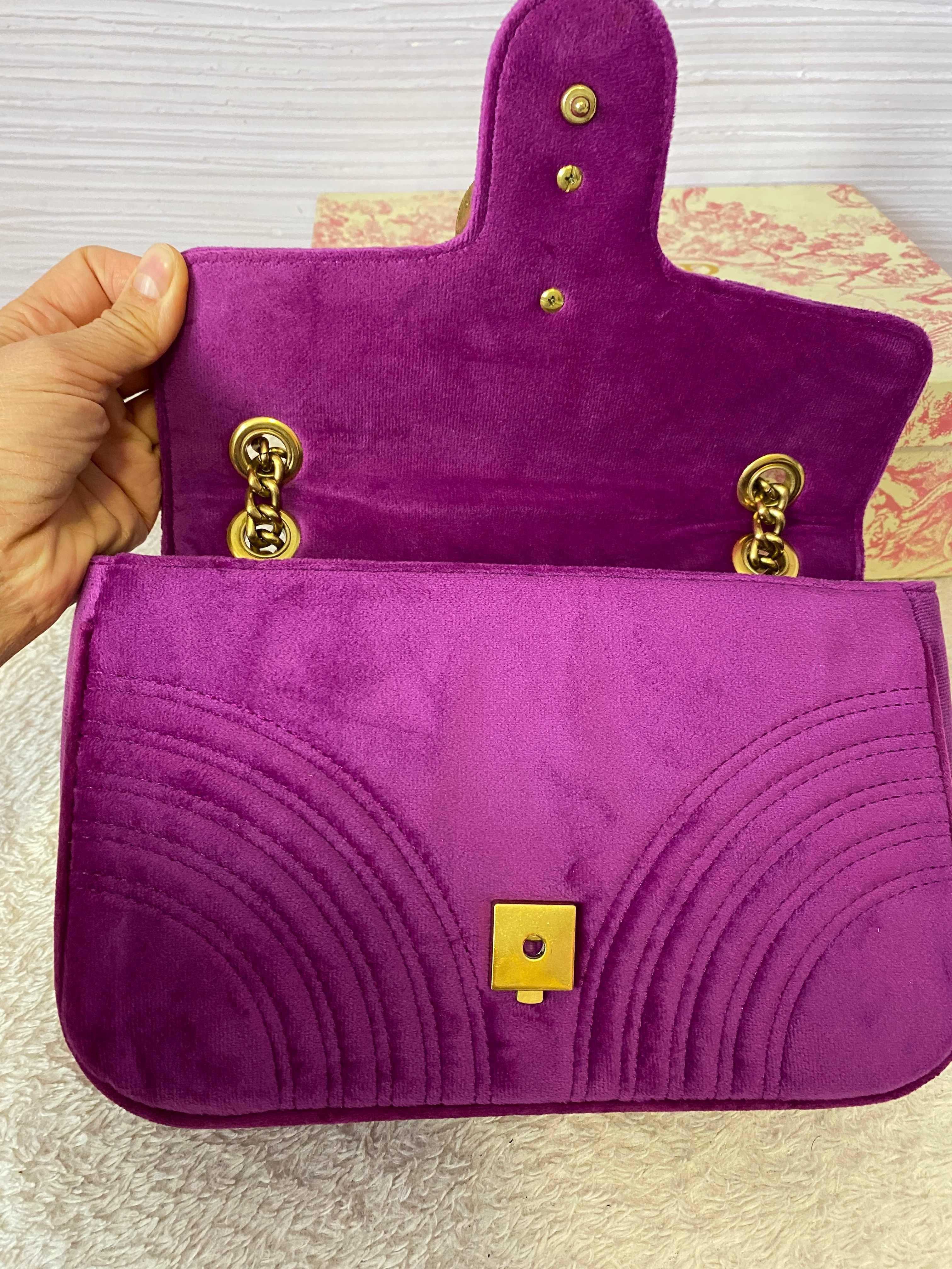 Gucci GG Marmont Matelasse велюровая сумка с цепным ремнем