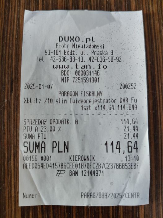 Kamera samochodowa Xblitz Z10 Slim wideorejestrator karta pamięci gwar