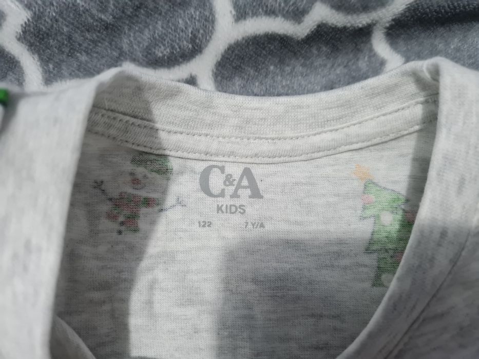 Bluzka z długim Mikołaj Święta c&a nowa 122 szara czerwona Renifer