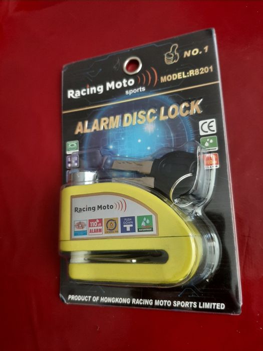 Cadeado de travao disco c alarme 110DB, 2 chaves, nov