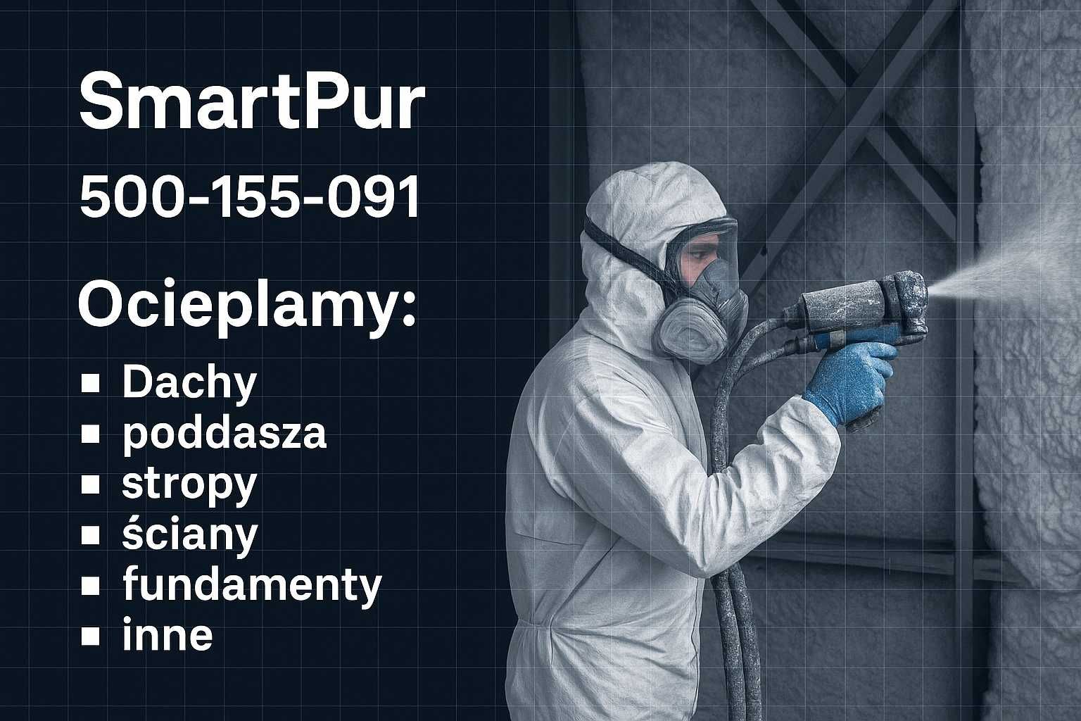 Ocieplanie pianą PUR poddaszy, garaży, hal, magazynów itp
