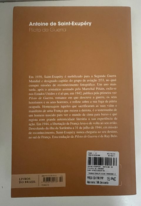 Livro “ o piloto de guerra”