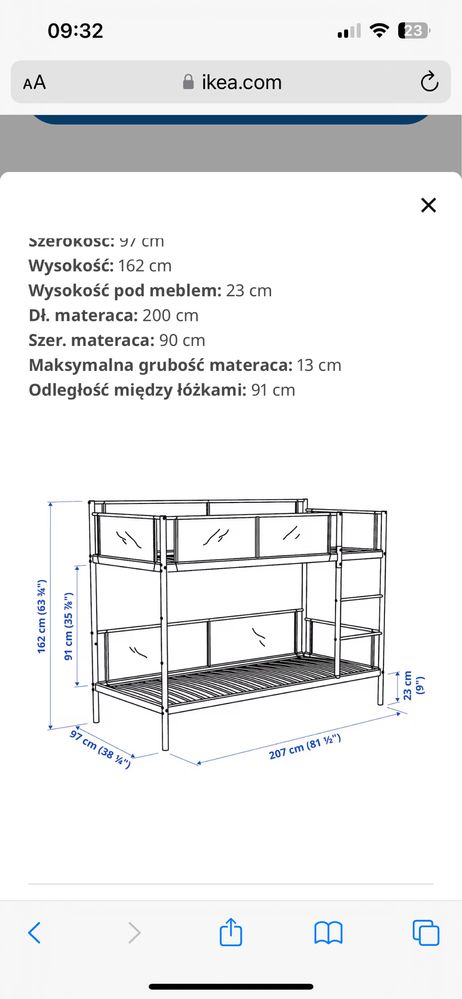 Vitval lozko pietrowe Ikea