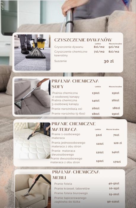 Pranie tapicerki meblowej i dywanów