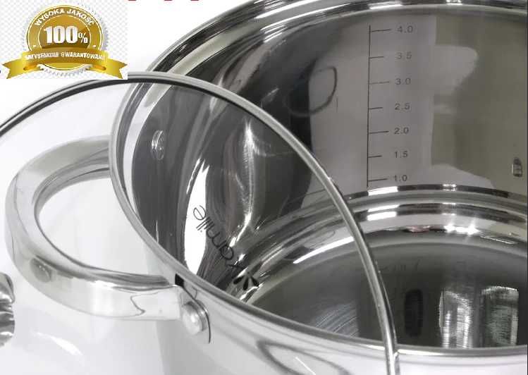 Komplet garnków 3 szt. stal nierdzewna 1L 1,5L 2L potrójne dno