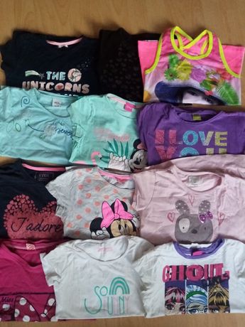 12 szt koszulki na krótki rękaw dla dziewczynki