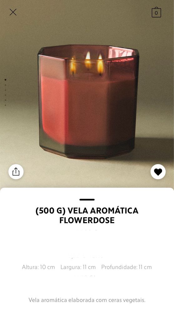 (500 G) Vela Aromática FLOWERDOSE Zara Home NOVO