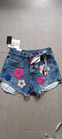 Spodenki jeans kwiaty