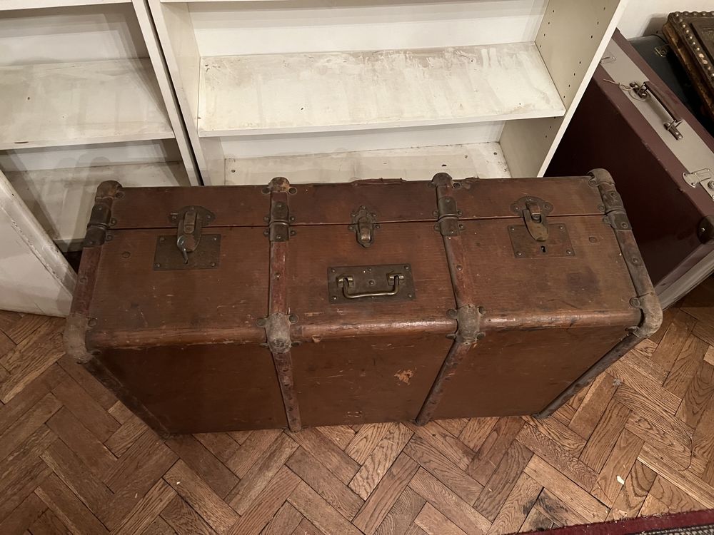 Ogromny kufer skrzynia walizka drewniano XIX wiek