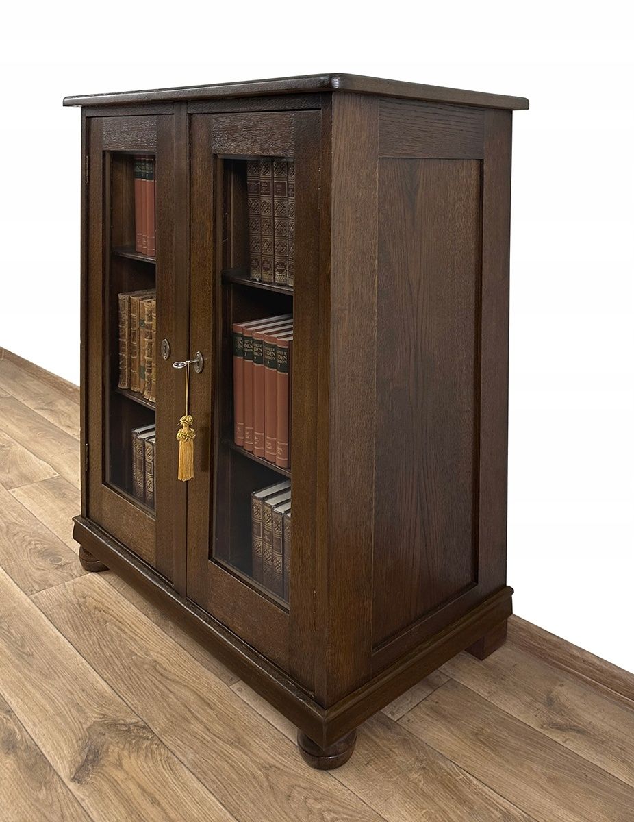 BIBLIOTEKA podręczna WITRYNA serwantka antyk SZAFKA dwudrzwiowa
