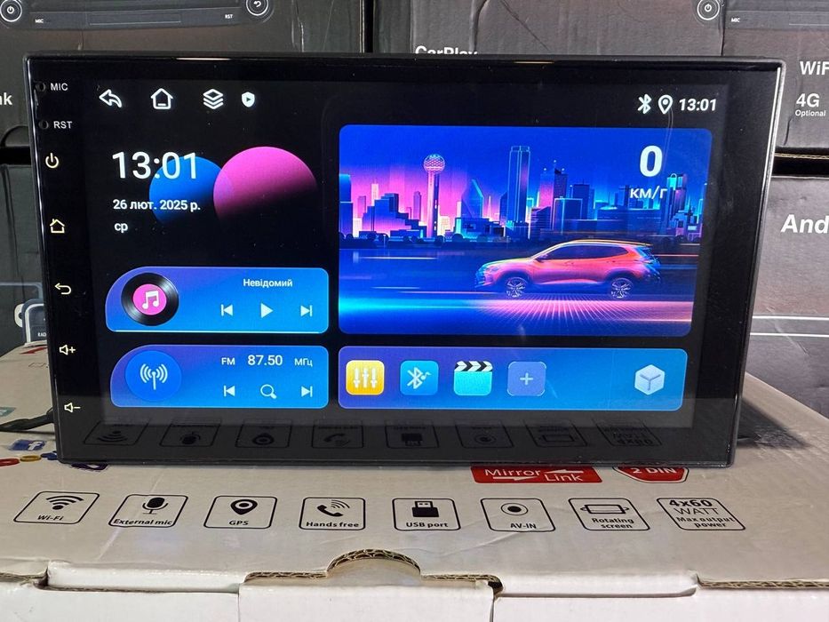 Магнитола 7" 4/64гб 8 Ядер с 4g с Carplay Android Auto Сим-карта