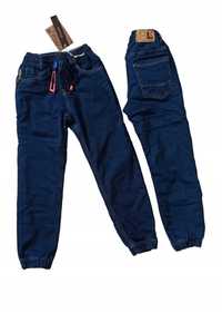 Spodnie Jeans miękkie elastyczne GUMA ocieplane polarem nowy  176-182