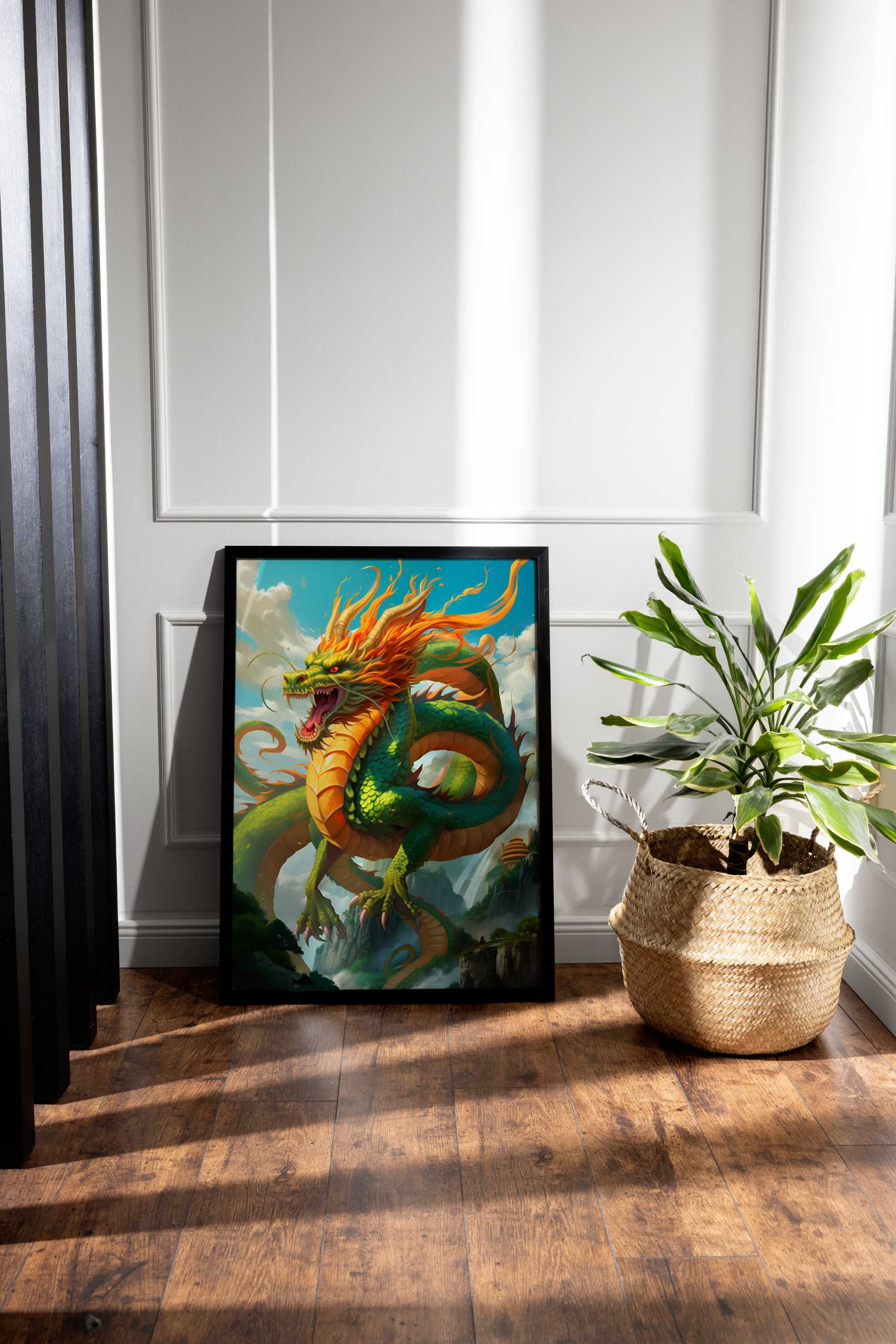 Plakat na Ścianę Obraz Zielony Chiński Smok Dragon 40x60 cm Premium