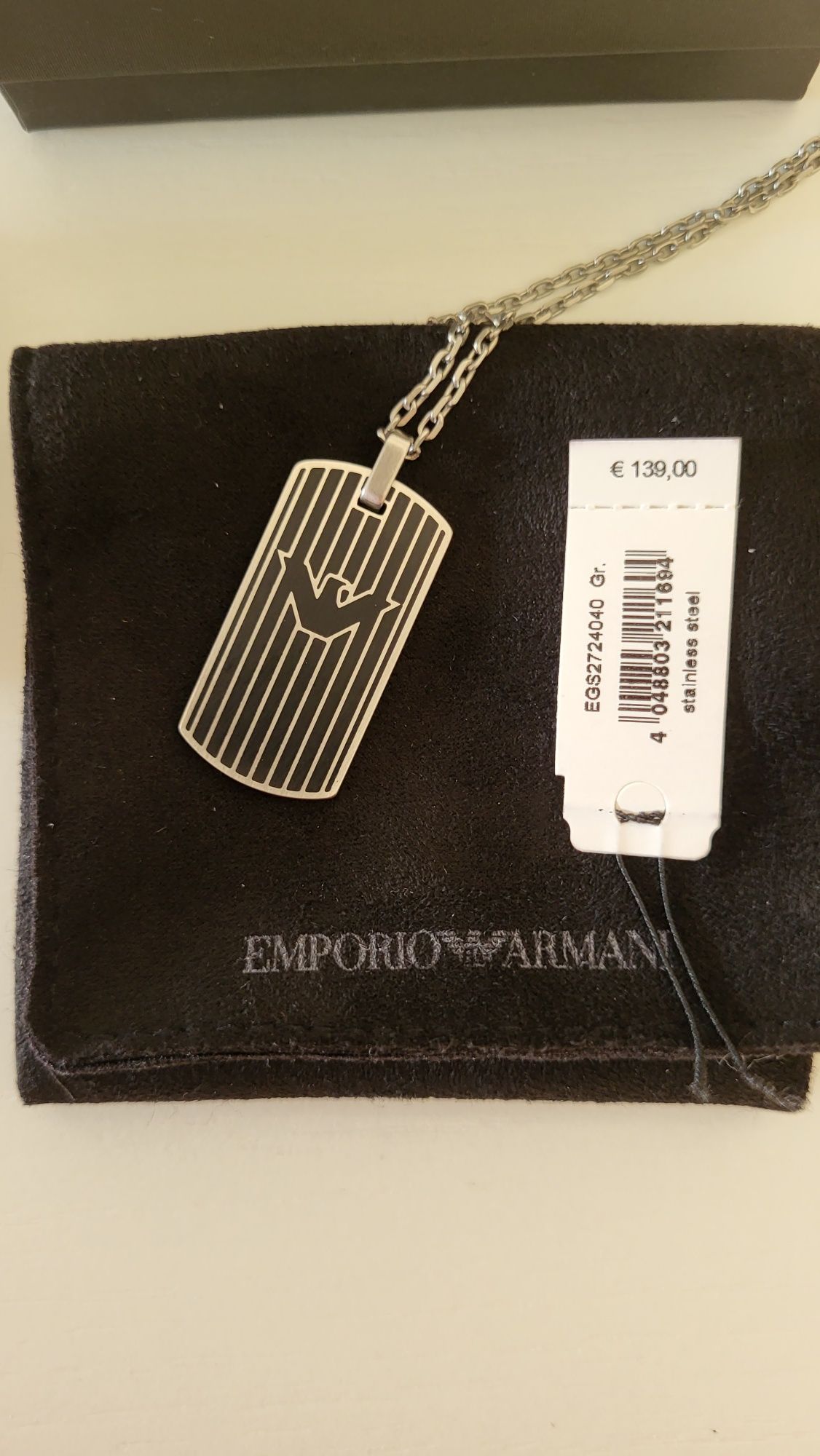 Emporio Armani wisiorek, nieśmiertelnik Emporio Armani