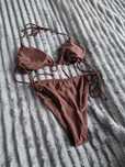 Brązowe bikini brązowy strój kąpielowy
