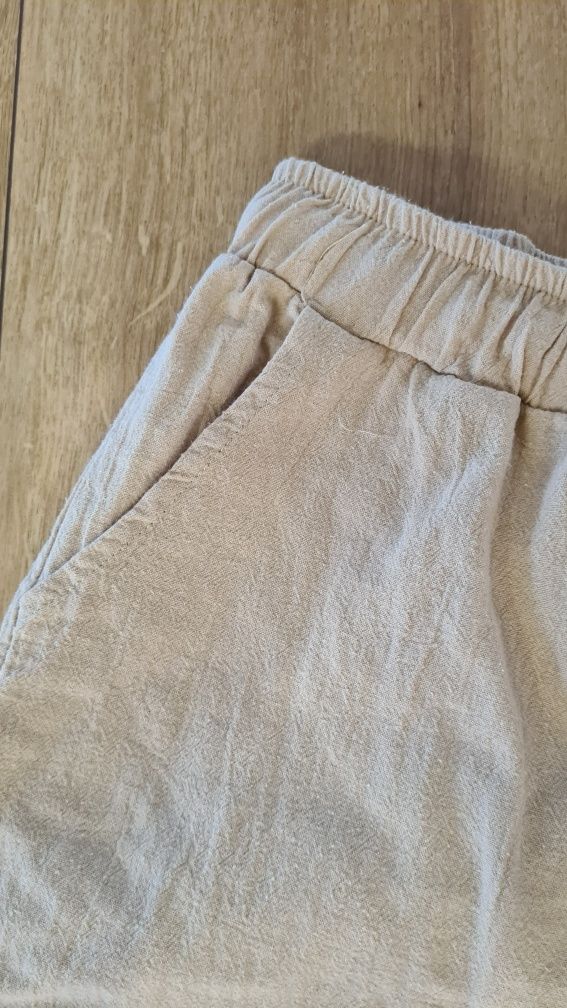 Spodnie 30% Len Lniane i 70% Bawełna. Beżowe. Rozmiar XL 42