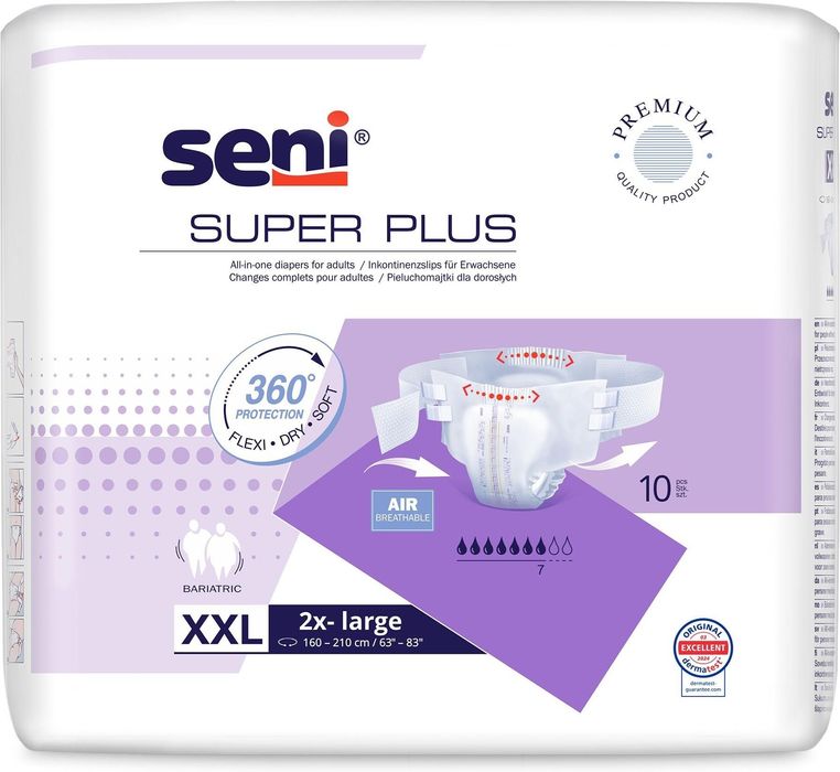 Pampersy SENI Super Plus XXL - 80szt (8x10) dla dorosłych