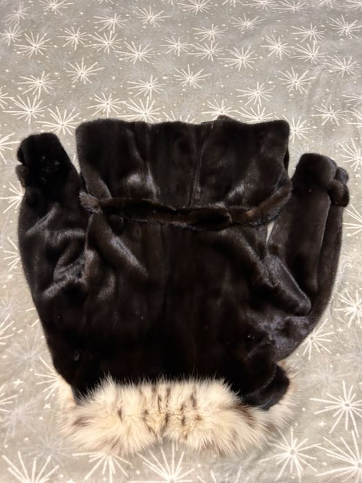 Шуба норкова комір рись