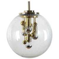 Doria szklana złota wisząca lampa vintage sputnik Space Age modernizm