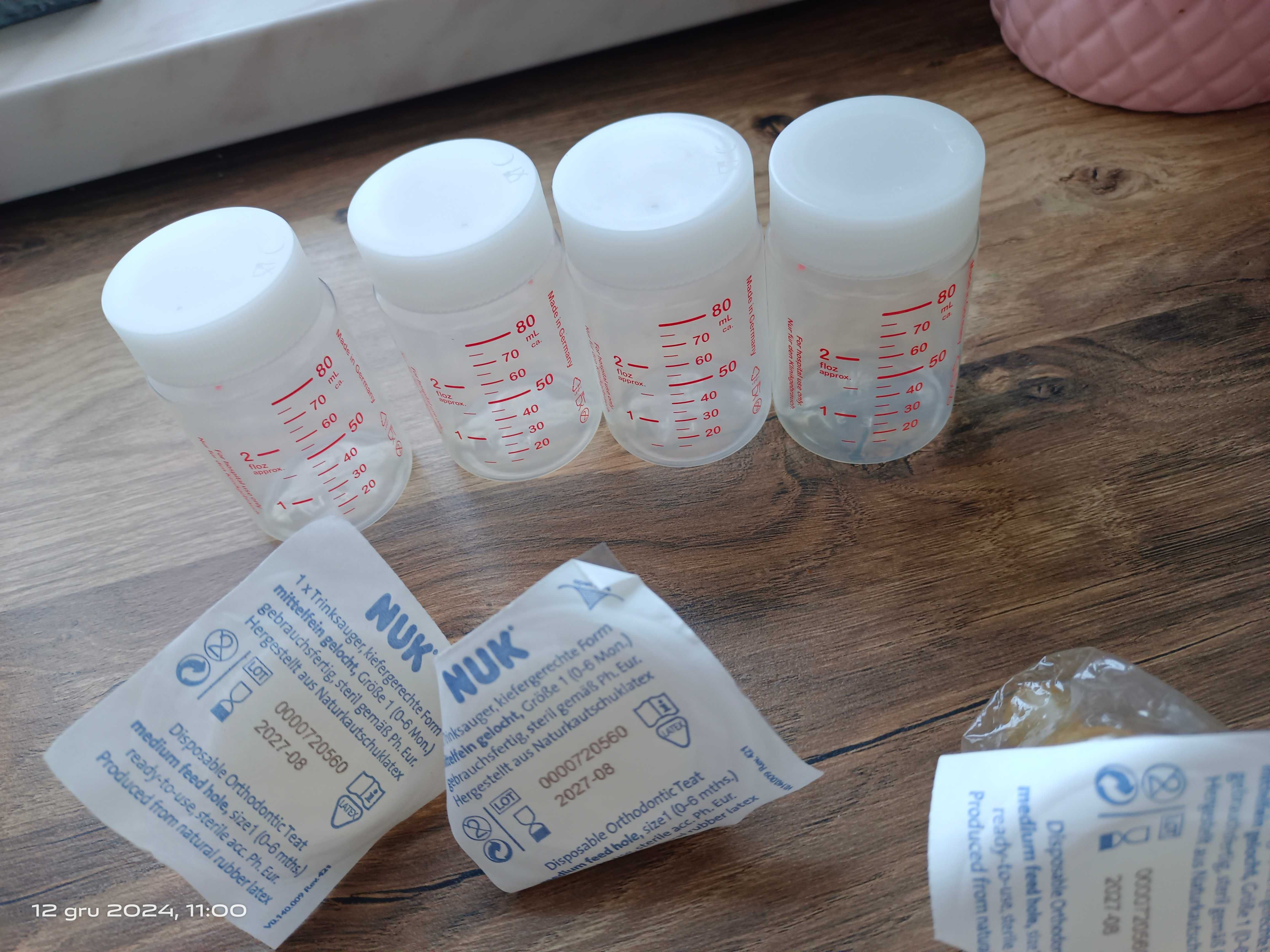 Zestaw Sterylne  butelki NUK, poj. 80ml, smoczki do butelki mleka NUK