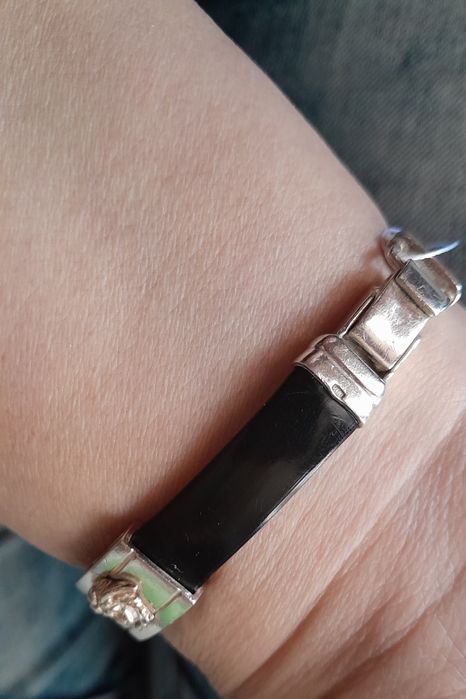 Браслет серебряный Versace каучук вставки серебро 925