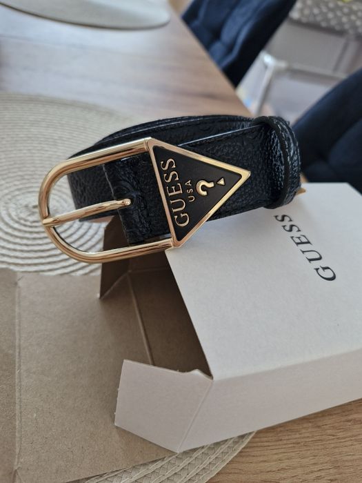 Pasek czarny damski Guess