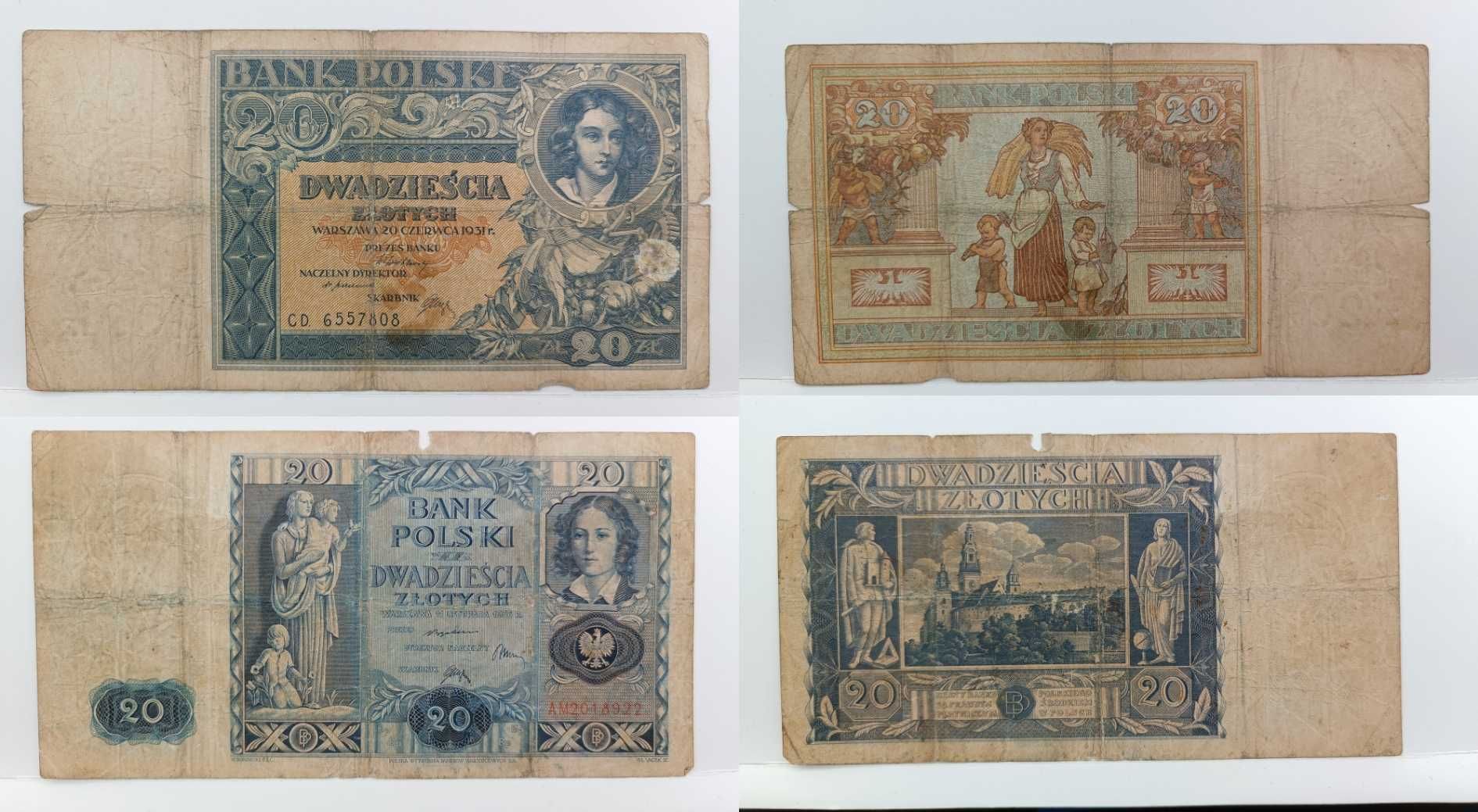 fajny ZESTAW banknot 2, 5 10, 20 50, 100 zł 1929 do 1936 r. 15szt