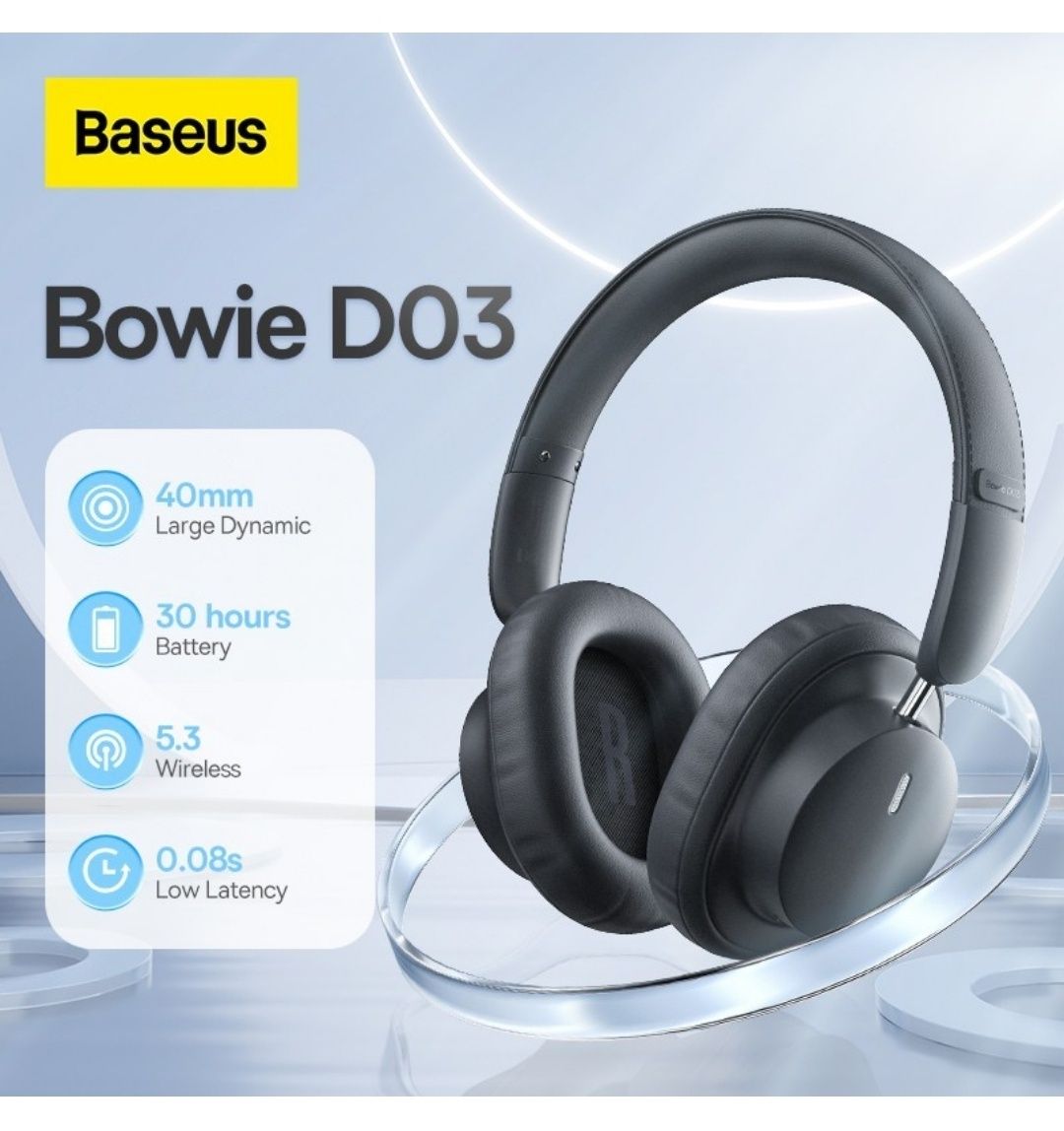 Продам бездротові (блютуз) навушники Baseus Bowie D03, чорні