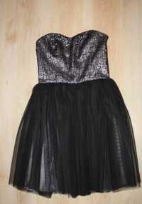 Sukienka czarna rozkloszowana tiulowa czarna rozm 34 XS Halloween