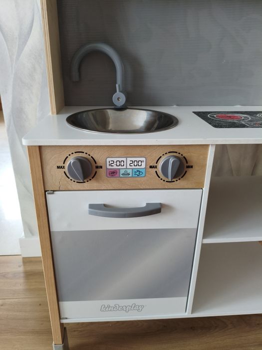 Drewniana Kuchnia dla dzieci Kinderplay zlew okap dźwięk