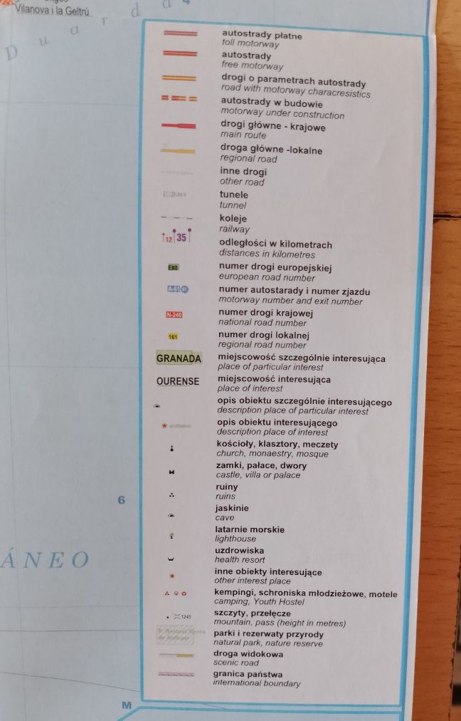 Mapa papierowa HISZPANIA i PORTUGALIA, turystyczna składana, wycieczki
