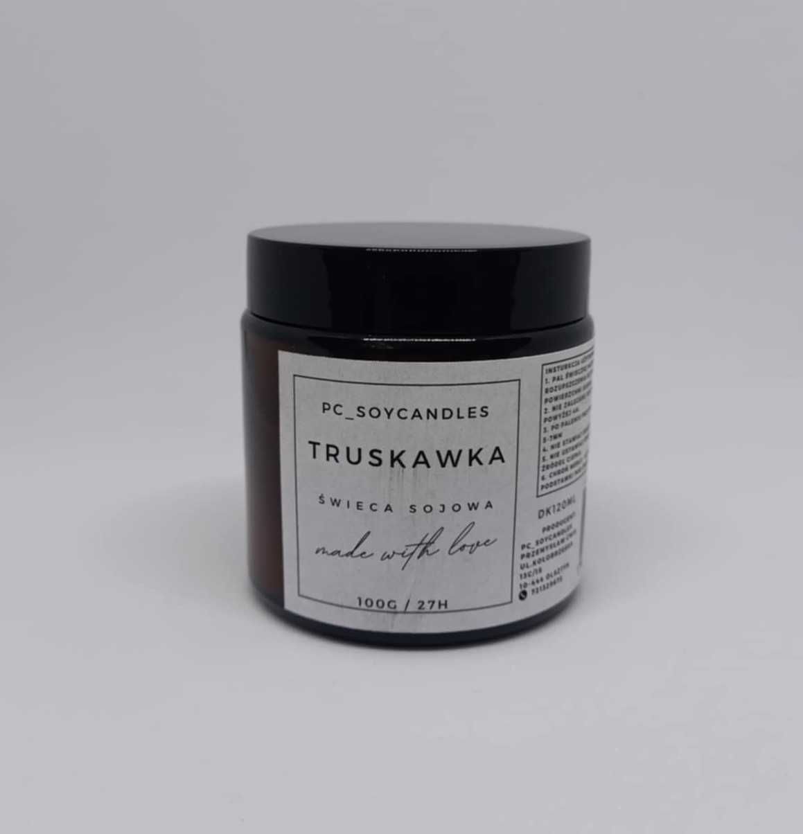 Świeca Sojowa Zapachowa Truskawka 120ml 27h Drewniany Knot