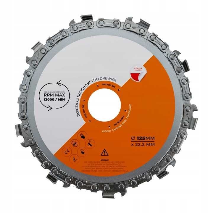 Tarcza tnąca łańcuchowa na szlifierkę do drewna 125 x 22,2 mm HIT