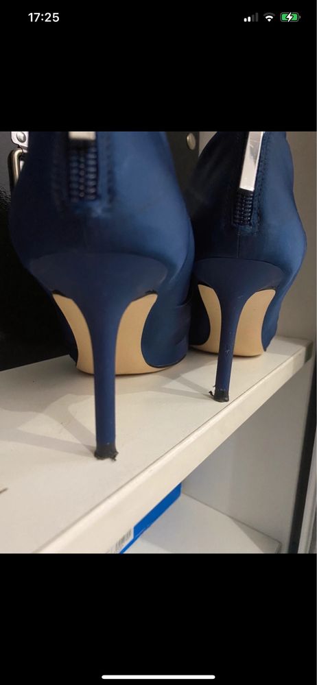 Zara Woman 35 botki granatowe buty na obcasie w kolorze granatowym.