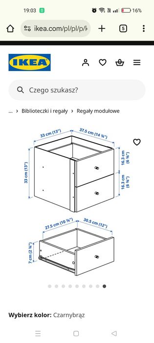 Regał kallax Ikea czarny brąz z wkładami