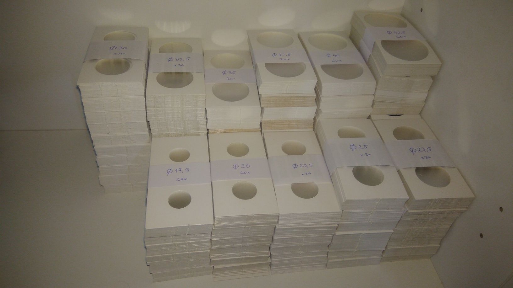 Alvéolos de agrafar, para moedas, todos os tamanhos: 17,5mm até 42,5mm