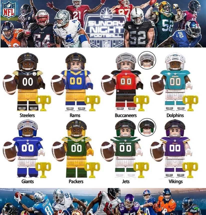 Bonecos minifiguras de Futebol Americano nº3 (compatíveis com lego)