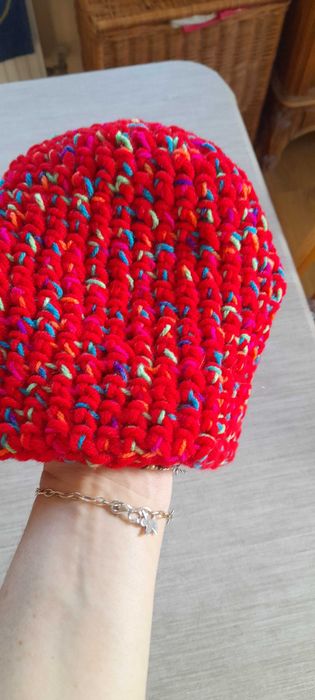 Czapka merino i akryl ciepła, wyrób własnoręczny